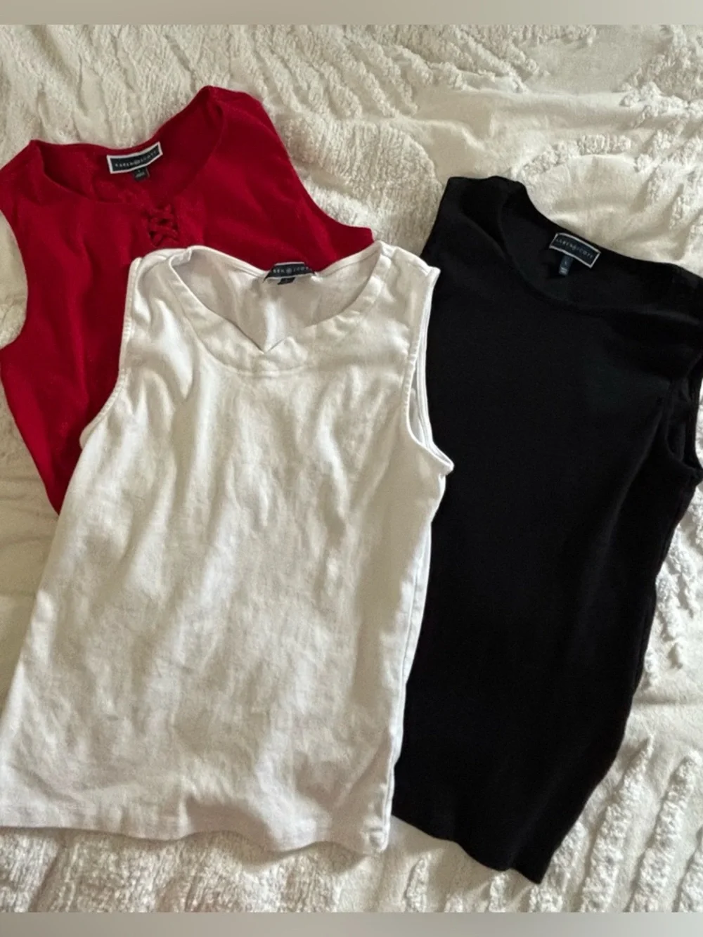 Karen Scott Sleeveless Knit Tanks in Red, White & Black - Set of 3 - Picture 4 of 16